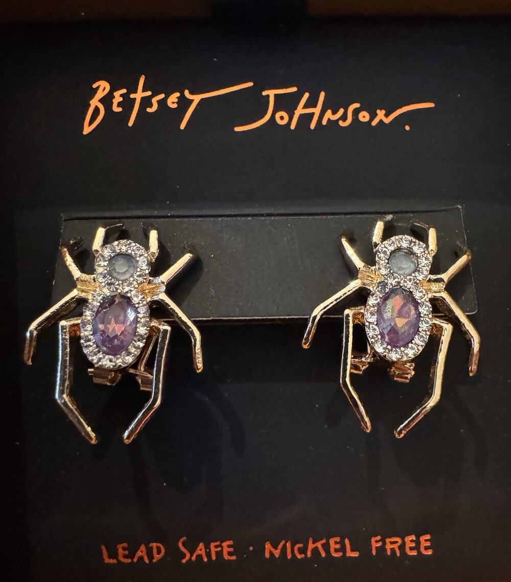 Betsey Johnson Women’s Halloween Spider Stud Gold Tone Earrings NIB